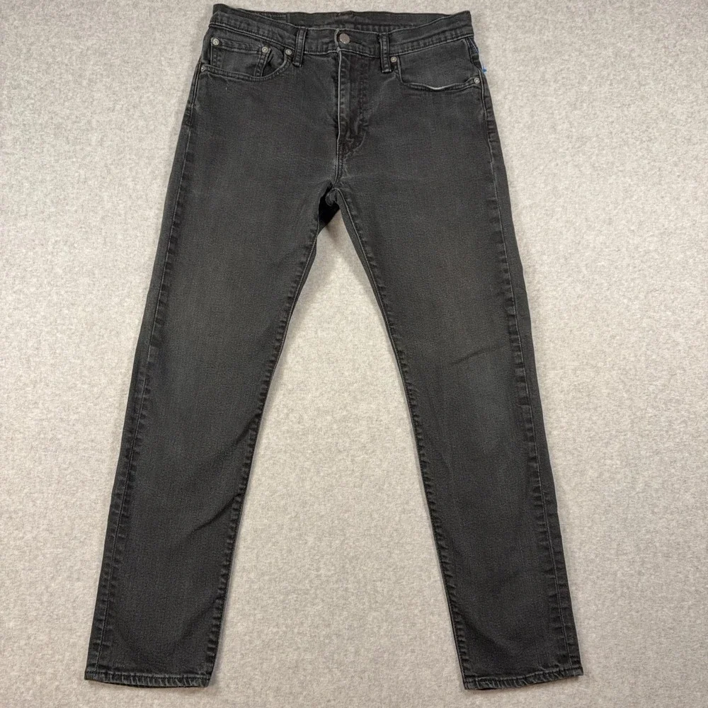 Levis 502 Jeans Mens 32x32 Gray Tapered Stretch Denim Charcoal Wash Pants